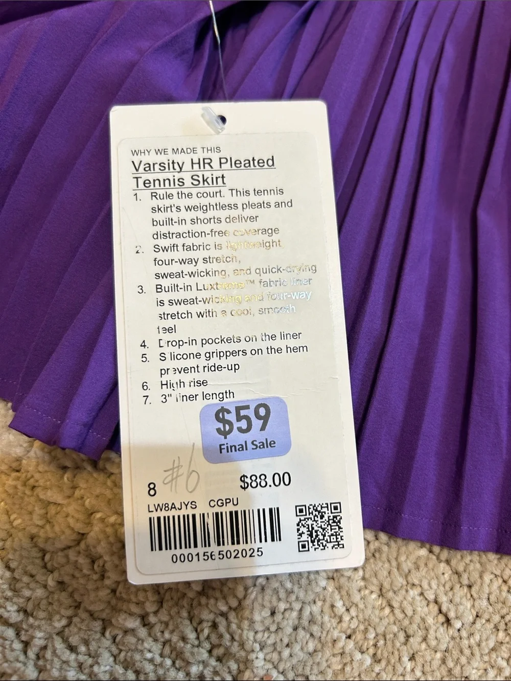 Varsity HR Pleated Tennis Skirt NWT - Picture 4 of 4